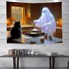 Ghostly Kitchen Tapestry Ideal for Quirky Unique Fun Home Decor with Spooky Charm and Playful Vibes