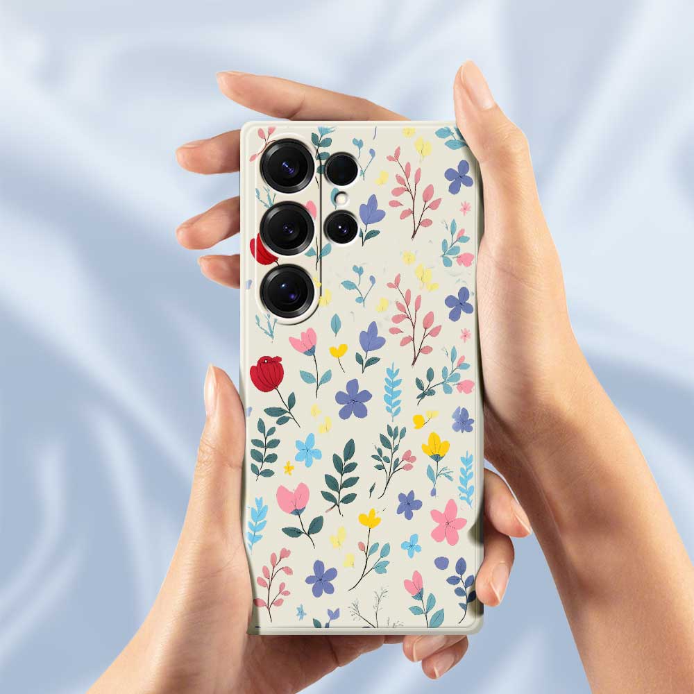 For Samsung Galaxy S25 Ultra Case Colorful Flower Branches Pattern Printing Straight Edge TPU Phone Back Cover