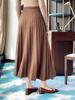 Hepburn Style High-Waisted Cashmere Pleated A-Line Skirt 