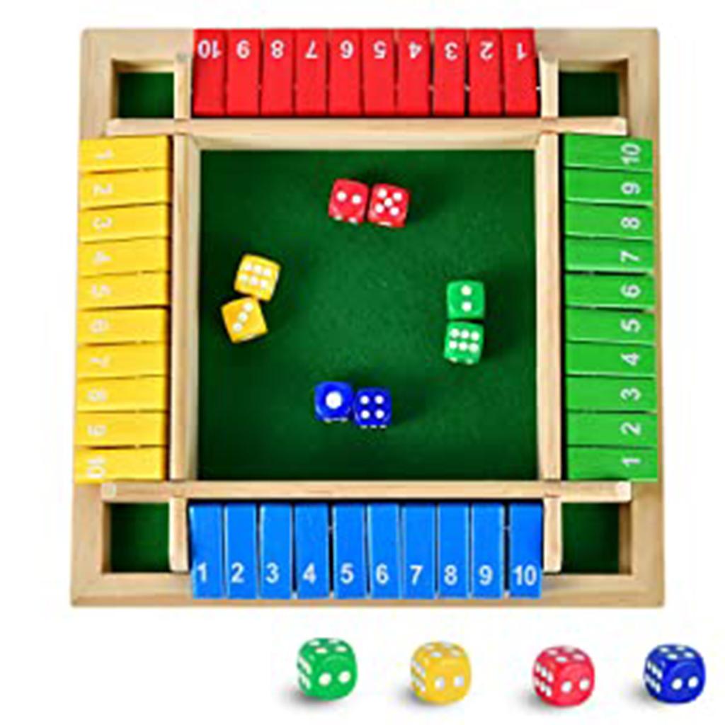 1-4 Players Shut The Box Dice Game, 10 Numbers Traditional Wooden Board Game,Math Skills Game,Family Classics Tabletop Version