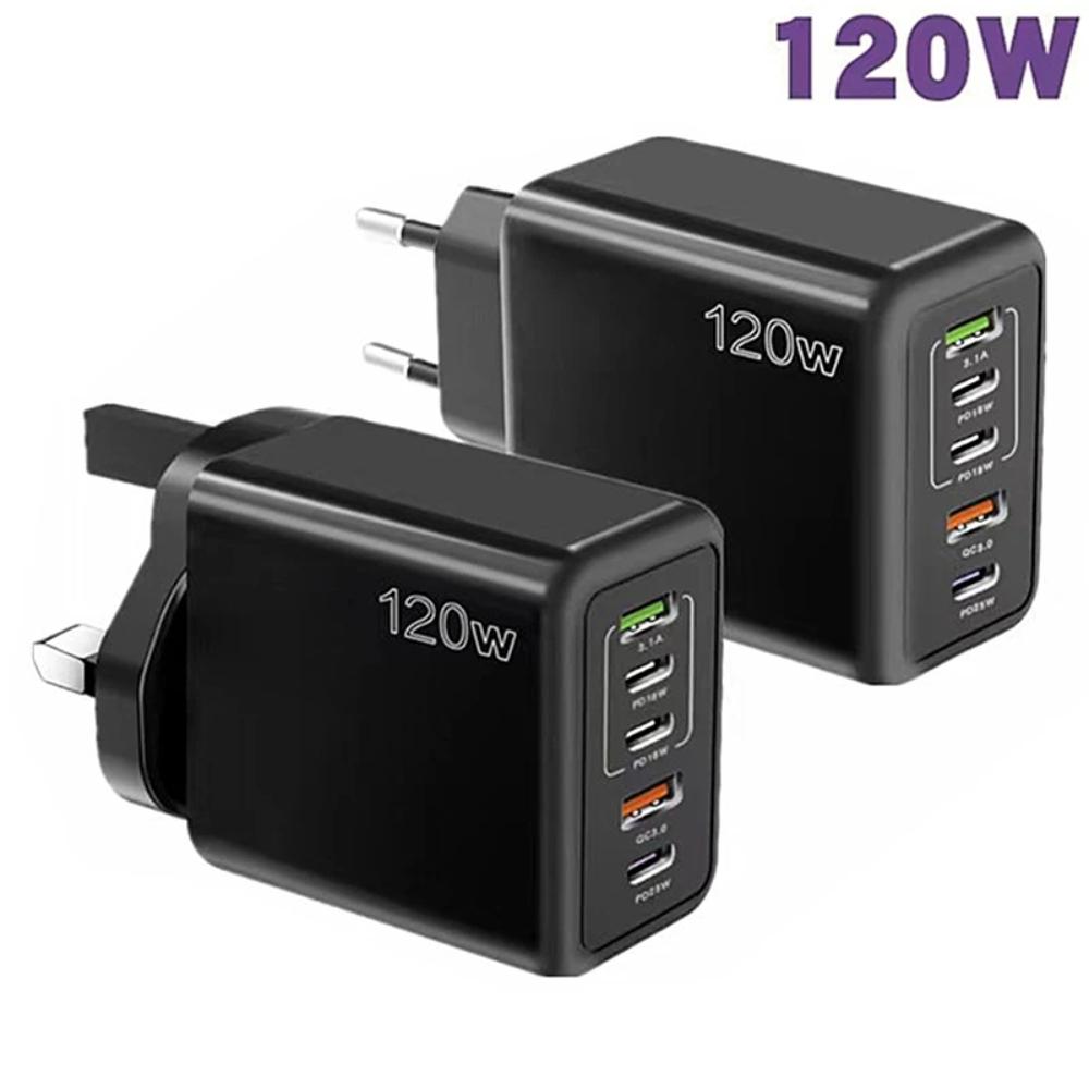 

USB Type C Cable QC3.0 120W PD Super fast Charger for Samsung iPhone Xiaomi Huawei Universal 5 Port Quick Charger EU Plug білий