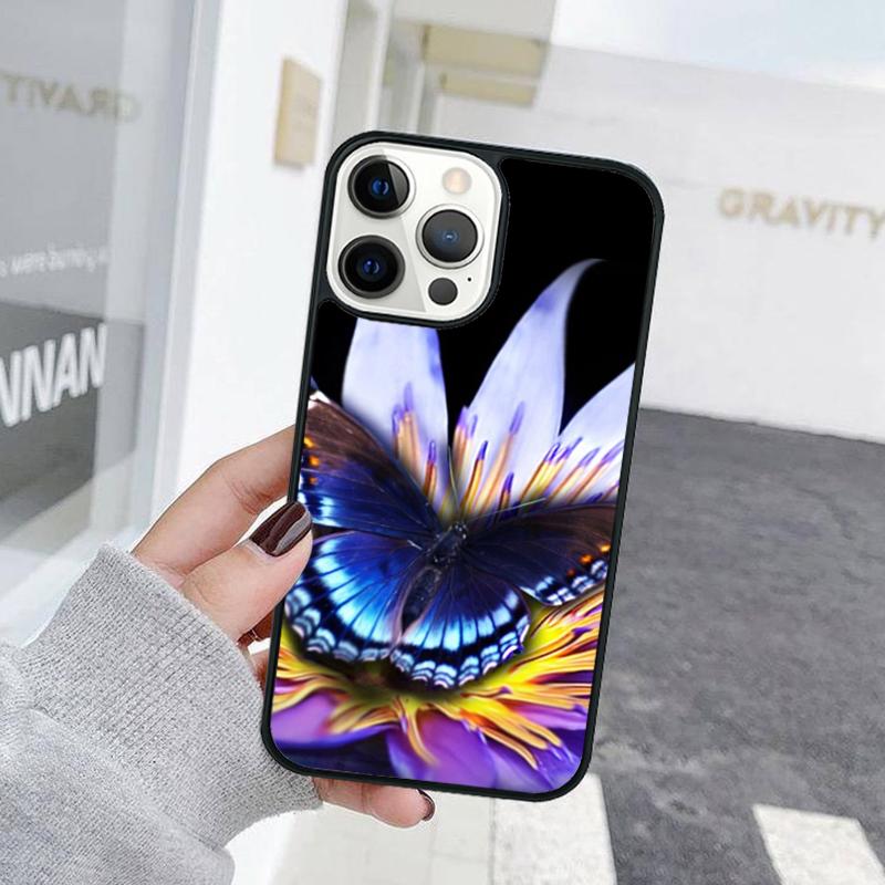 Blue Red Butterfly Phone Case For iPhone 17 Air 15 16 Cover  11 13 14 Pro Max 12 Plus Max Fundas