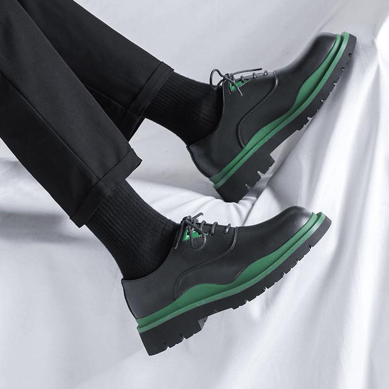British Platform Shoes for Men Shoes Leather Shoes Business Dress Shoes All-Match Casual Wear-Resistant Footwear Chaussure Homme