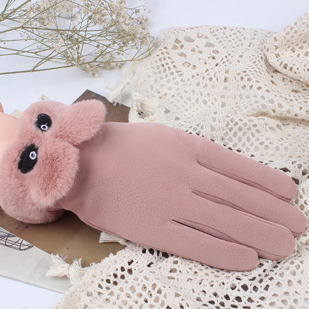 Woman Winter Gloves Cute Windproof Gloves Hand Wear Lovely Thick Warm Wind proof Suede Fabric Telefingers Gloves