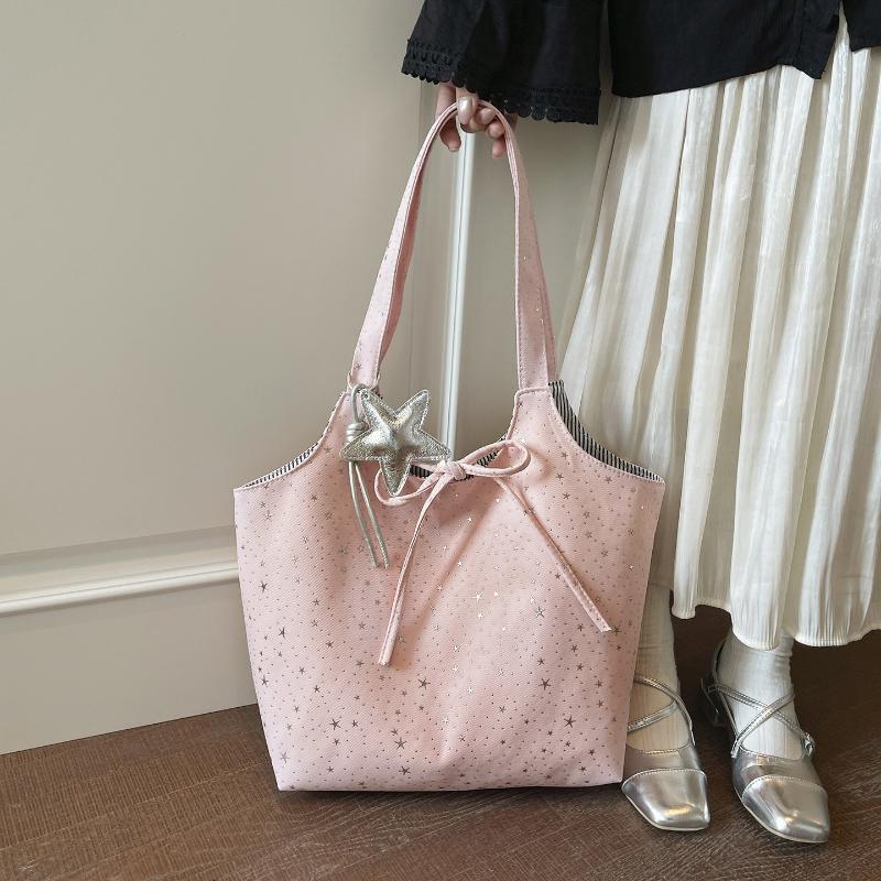 New Star Floral Tote Bag for Women Large Capacity Casual and Simple Shoulder Bag Cute Fashiable and Versatile Commuter Bag