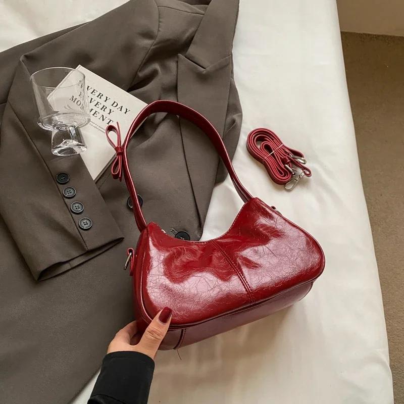 

Красные сумки-хобо через плечо для женщин, кошельки и сумки, новые женские сумки-мессенджеры, модный дизайн