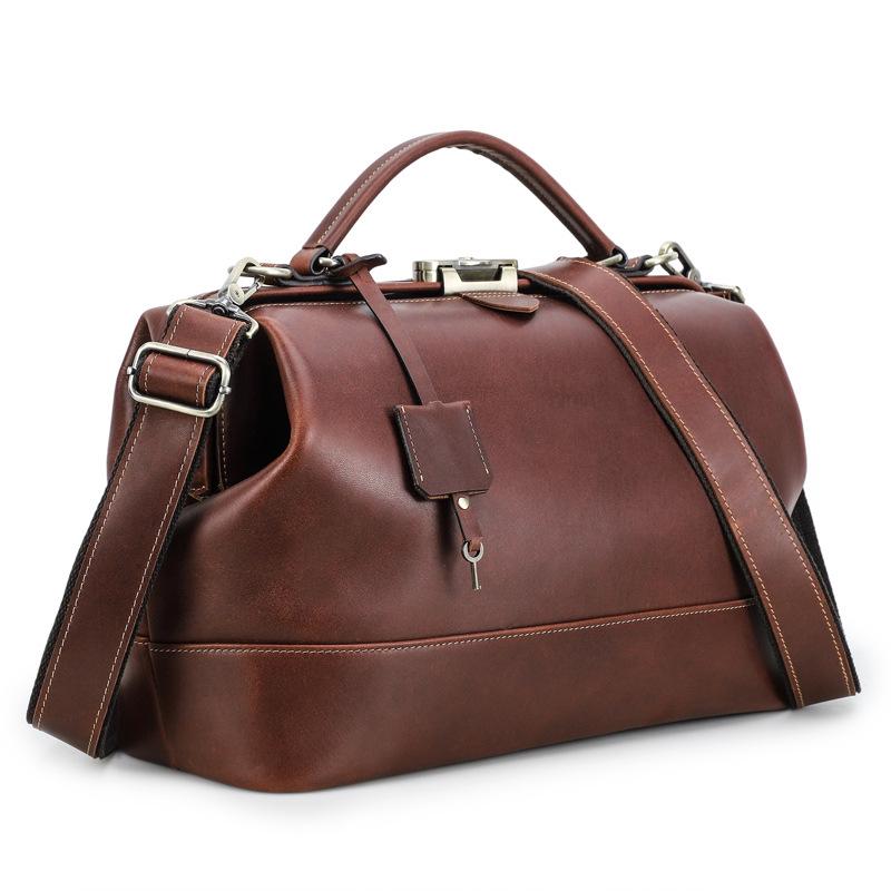 

Women s Large Retro Cowhide Leather Handbag with Metal Hinges and Color-Changing Crossbody Strap тёмно-рыжий