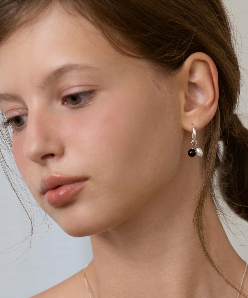 Tatiana Pearl And Onyx Charm Hoop Earrings Ec3270