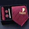 Men's Formal Tie Gift Box: Five-Piece Set with Logo, 8cm Striped Black for Weddings and Business 