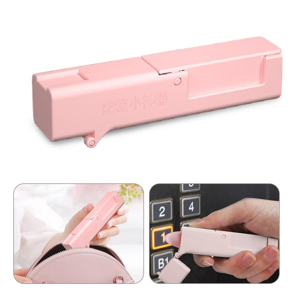 ABS Reusable Portable Lift Handle Artifact Elevator Button Anti Contact Rod Protective Supplies(Pink )
