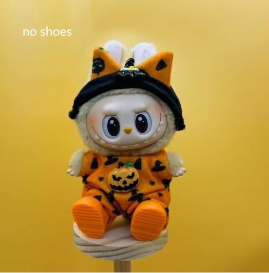 17cm Labubu Clothes Halloween V1 A2 A3 Plush Doll Accessories Labubu Designer Clothes Pumpkin Costume Set