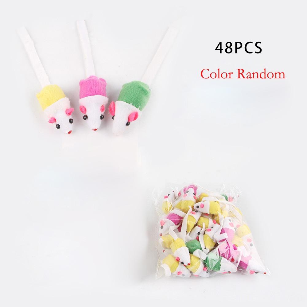 4/16/32/48PCS Bite Resistance False Mouse Pet Cat Simulation Color Kitten Cat Toy Cat Funny Playing Indoor Cat Game Supplies