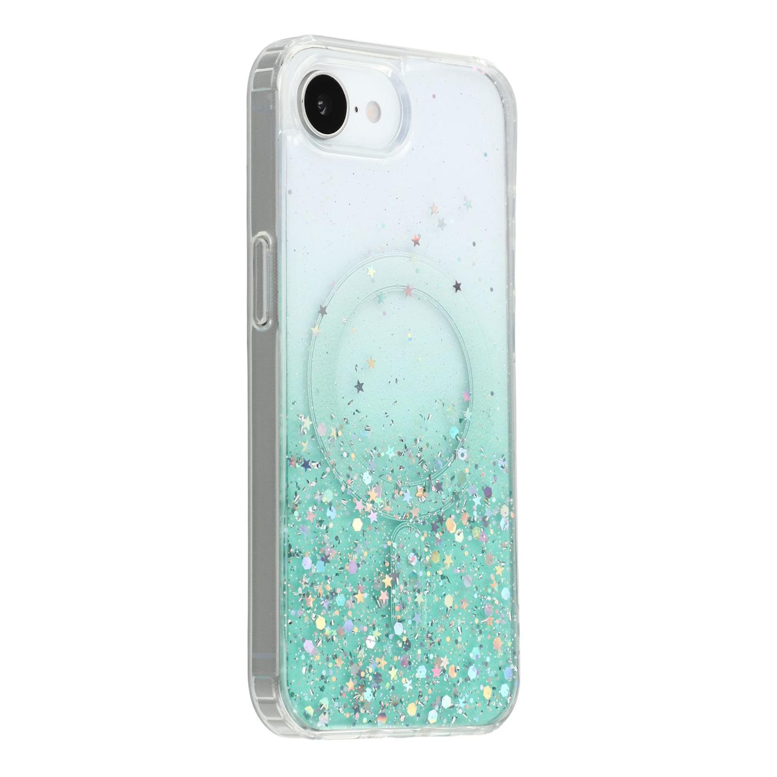 

For iPhone 16e Case Compatible with MagSafe Sparkle Epoxy TPU+Acrylic Phone Cover Green