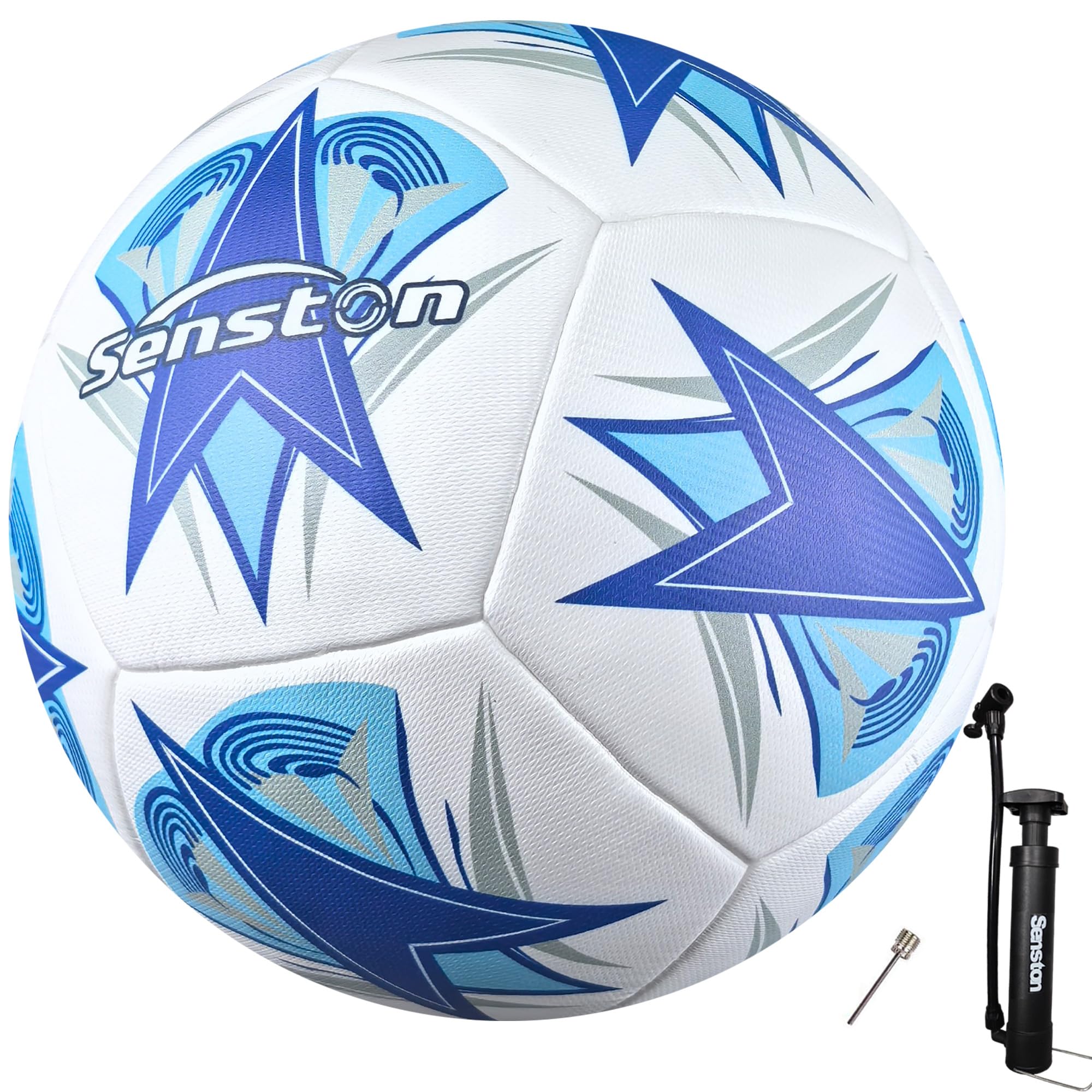 Senston Size 5 Soccer Ball, 12-Panel PU Soccer Ball, Durable for Practice/Match Use
