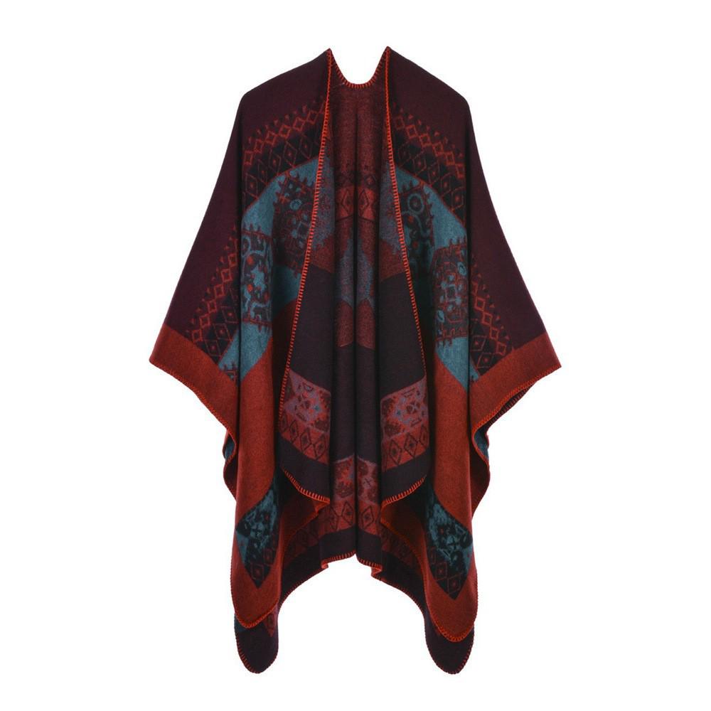 Women's Ethnic Shawl: Northwest Travel Cape, Thick Warm Scarf Cloak