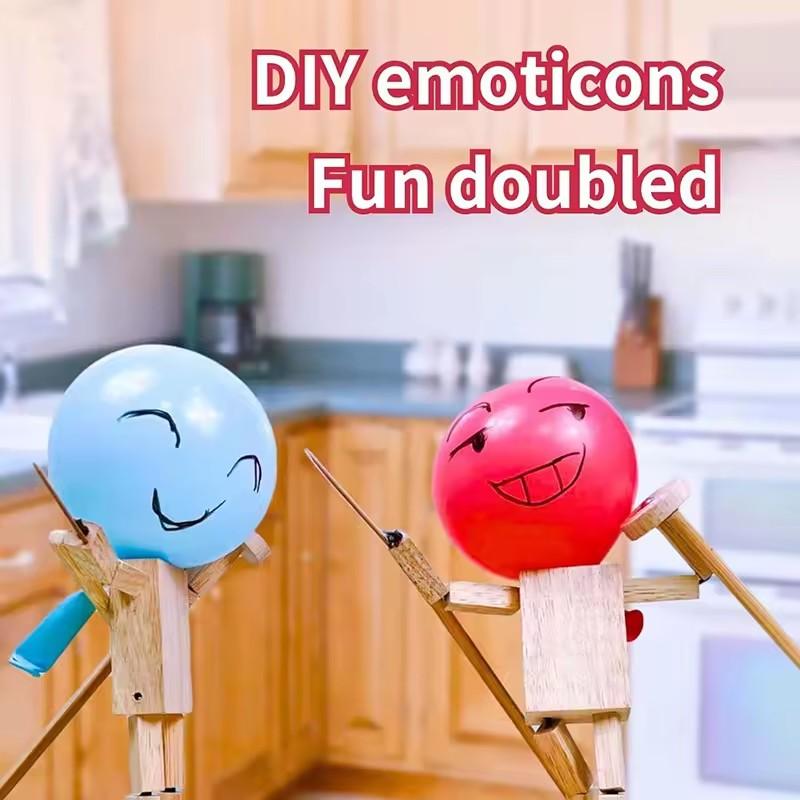 Gioco di Battaglia con Palloncini in Legno Fatto a Mano per Due Giocatori Ritmo Veloce Marionette Schermitrici Uomo di Bambù Gioco di Battaglia di Bot di Legno
