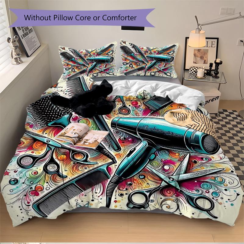 3pcs Hair Salon Tools with Butterfly Design, Includes One Quilt Cover and Two Pillowcases (No Core)
