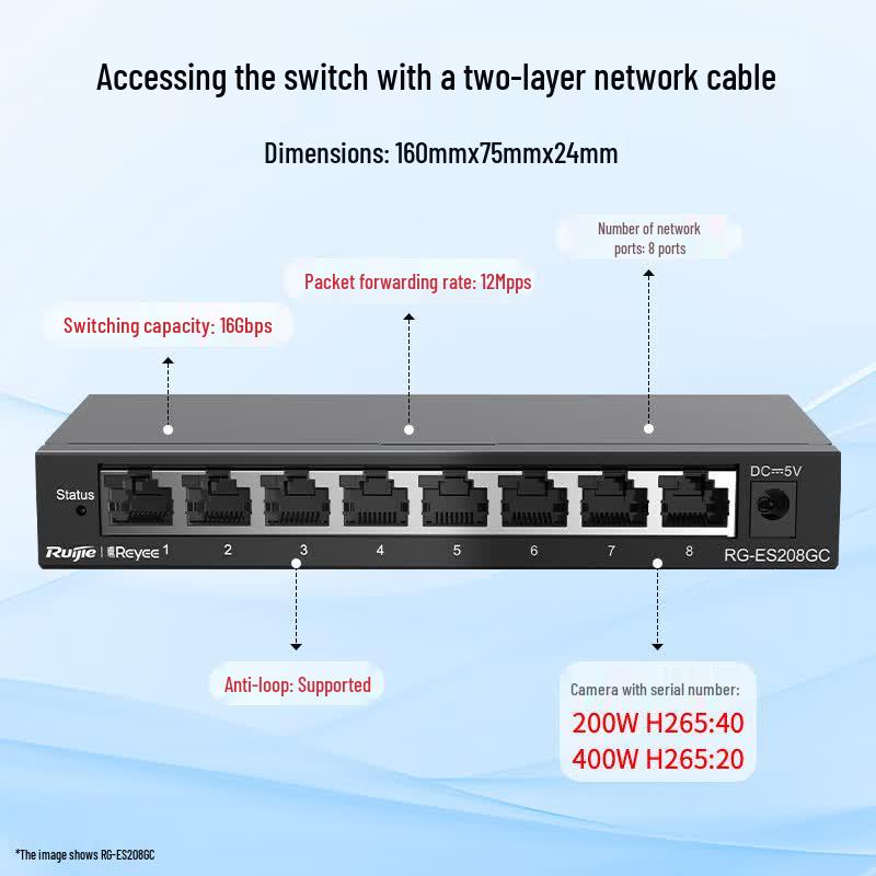 Ruijie RG-ES208GC 8-Port Full Gigabit Managed Switch