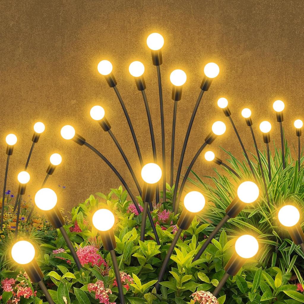 Solar Lights Outdoor for Garden, 4 Pack 32 LED Solar Swaying Lights Outdoor, Solar Firefly Lights Waterproof Outdoor Garden Decor Lights for Patio