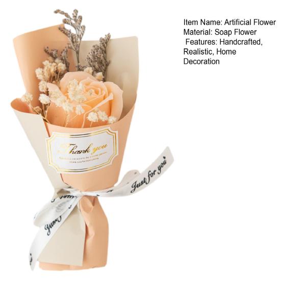 1/2Pcs Mini Fake Rose Sunflower Bouquet Handcrafted Soap Flower Petals Artificial Floral Decoration Valentine's Day Anniversary Birthday Romantic Gift