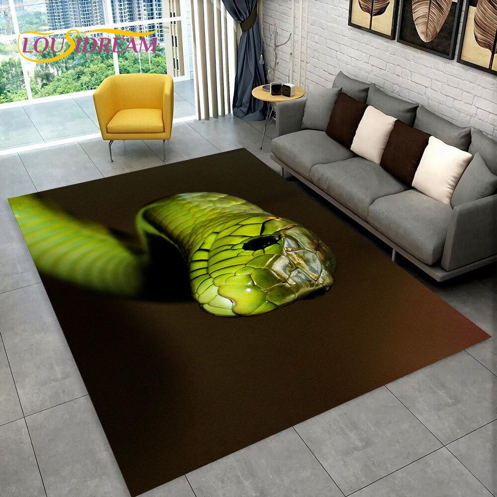 3D Gothic Horrible Snake Serpent Area Rug,Carpet for Home Living Room Bedroom Sofa Doormat Kitchen Decor,kids Non-slip Floor Mat