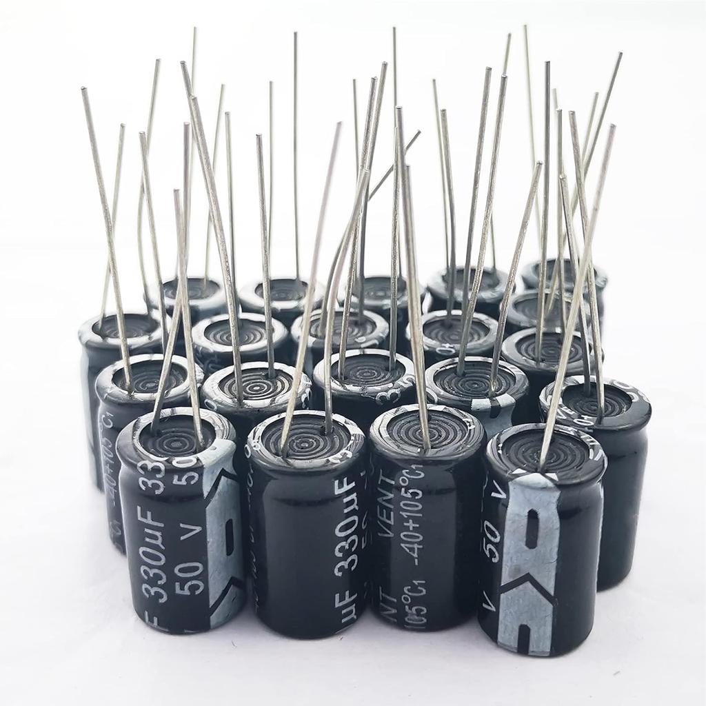 Generic 20pcs 330uF 50V Aluminum Round Electrolytic Capacitors, 10x17mm, A058-001, For DIY Projects