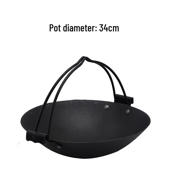 Farmhouse Traditional Cast Iron Hanging Hot Pot Tableware with Stand