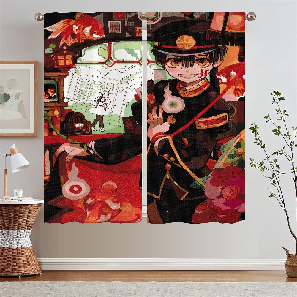 Hanako Kun Verdunkelungsvorhang Raffhalter Schlafzimmervorhänge 2 Stück Luxus Wohnzimmervorhänge für Kamera Locken Jalousie Jalousien Küche