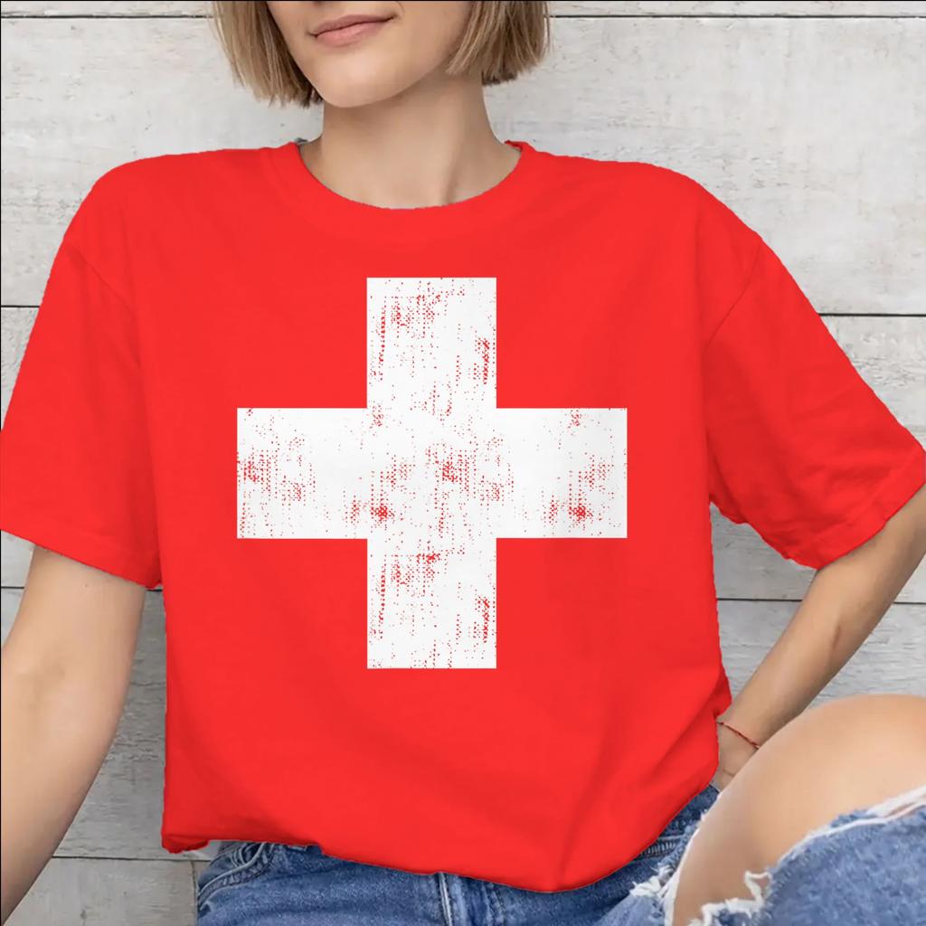 Swiss Switzerland Flag Accessories Unisex T Shirt Pure Cotton Tee Graphic Printed Tshirt Clothing
