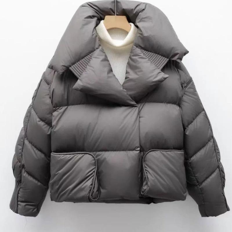Women's Autumn Winter Arrivals Puffer Jacket Down Jacket Short Length Thickened High-end White Duck Down Turn-down Collar