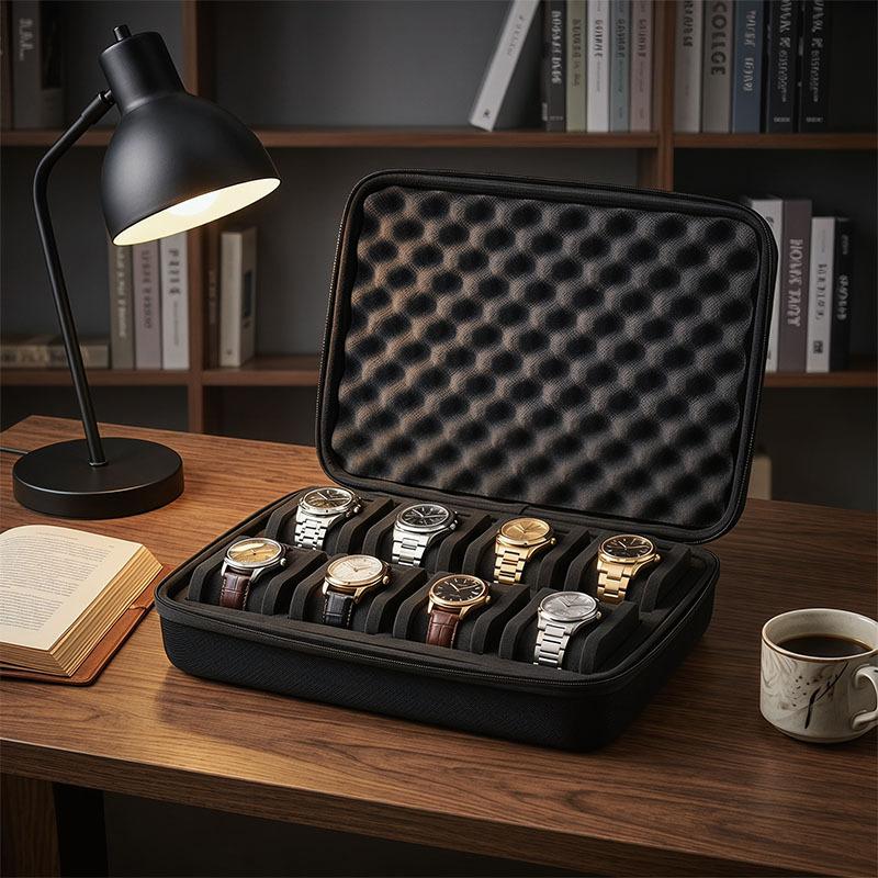 1Pcs Hard Eva Watch Storage Case With 6/8 Slots Soft Shockproof Lining Perfect For Home Travel Watch Collection