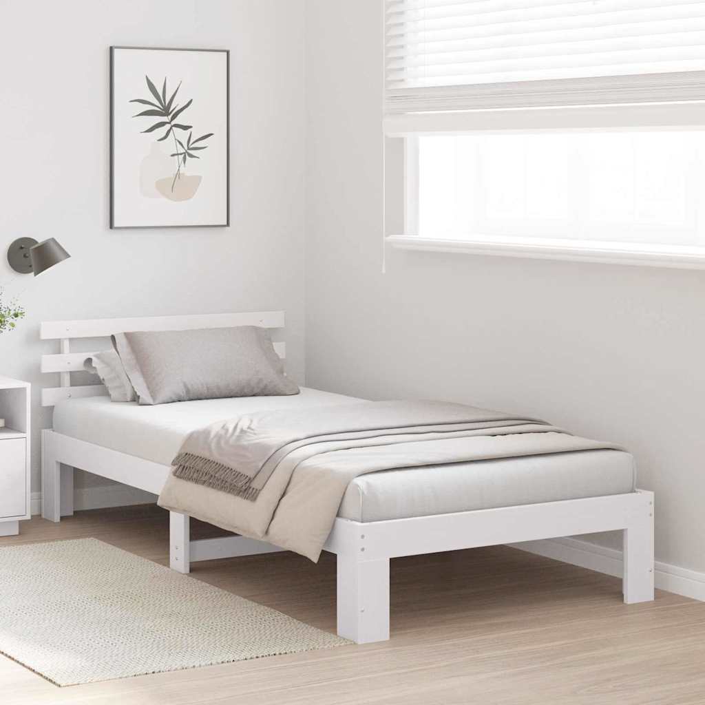 Bed Frame with Headboard White 80 x 200 cm Solid Pine Wood