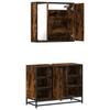 2 Piece Bathroom Furniture Set Smoked Oak Wood Based Material