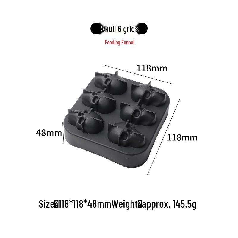 Silicone Skull Ice Cube Tray – Four-Connected Creative Halloween Mold