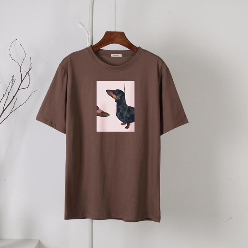 

Hirsionsan винтажная художественная футболка женская летняя повседневная футболка из 100% хлопка с короткими рукавами женские свободные белые топы с мультяшным узором XXL коричневый