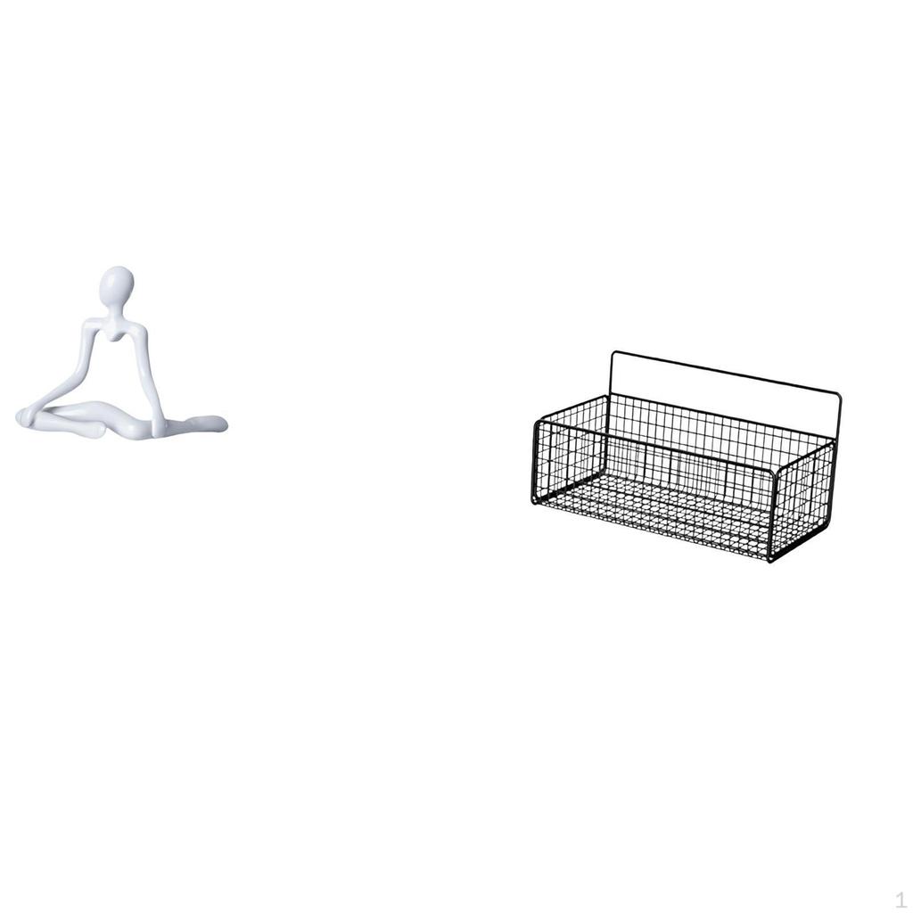 Creative Abstract Thinker Statue Decorative Figurine with Shelves Metal Wire Storage Basket