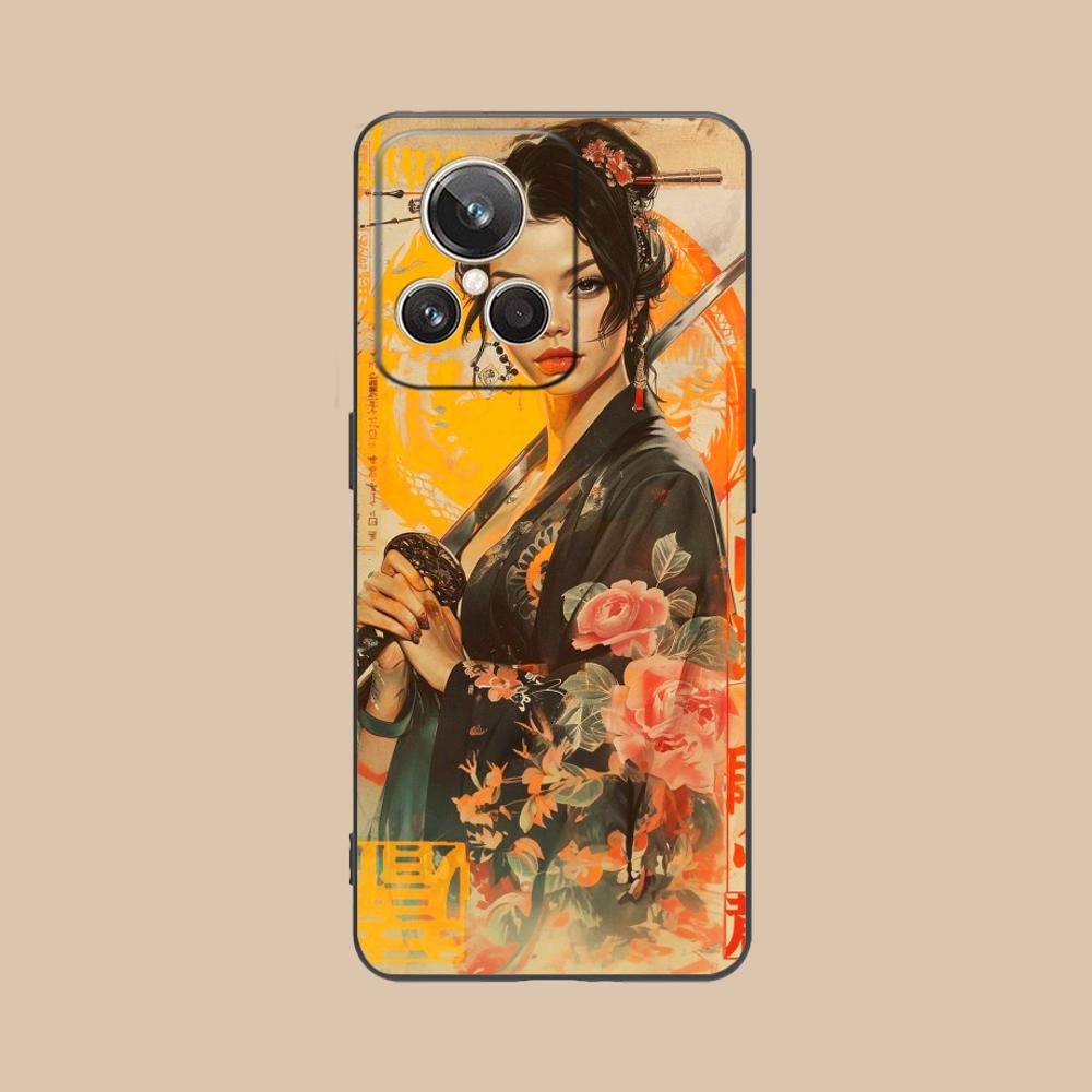 Retro Tattoo Girl Mobile Phone Case for Realme 15 14 13 12 11 10 9 Pro Plus T i Lite 5G Colorful Printing Cover Luxury Pretty