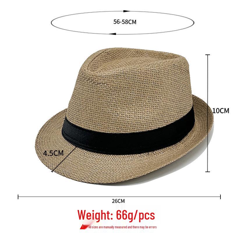 Unisex Woven Straw Fedora Sun Hat - Outdoor Beach Jazz Hat with Sun Protection