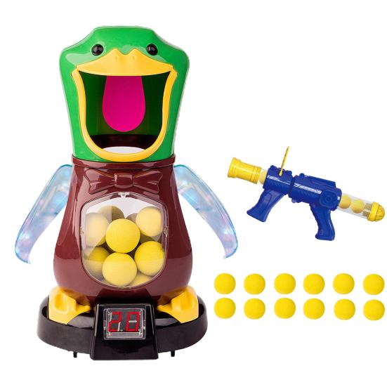 1 set Mjuk bollstartare leksak med anka Mållåda LCD resultattavla Ljud Ljus Roligt Luftkraft Startanordning Barn Förälder-barn Interaktiv