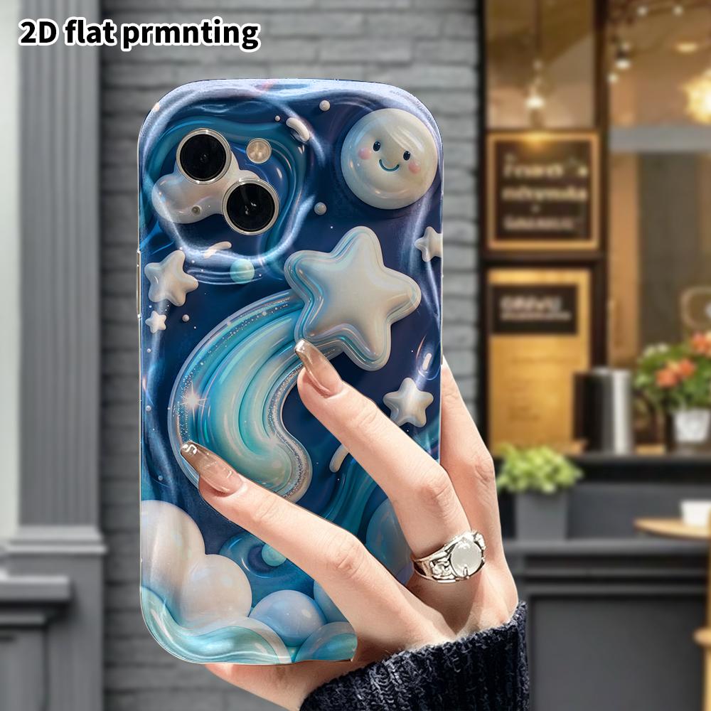 Phone Case: 2D Flat Design Suitable for iPhone 18 17 16 15 14 13 Pro Protective Case, Starry Sky Meteor, Perfect Christmas and Halloween Holiday Gift