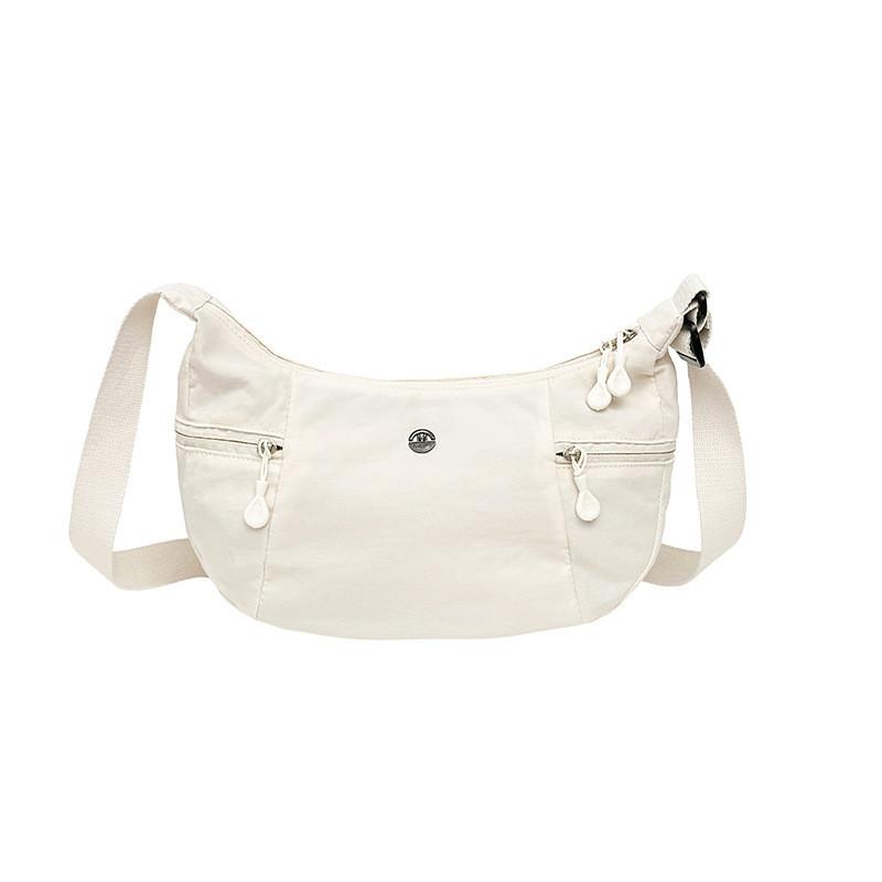 Nylon Shoulder Bag For Women With Zipper Closure Casual Crossbody Purse Handbag