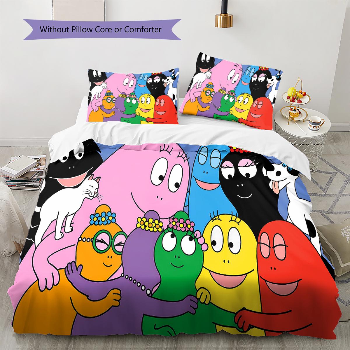

Barbapapa Family Fight Pattern Bedding Quilt Set Quilt Cover Pillowcase Home Decoration Gift (1 * duvet cover + 3 * pillowcase, without core) 250x220cm