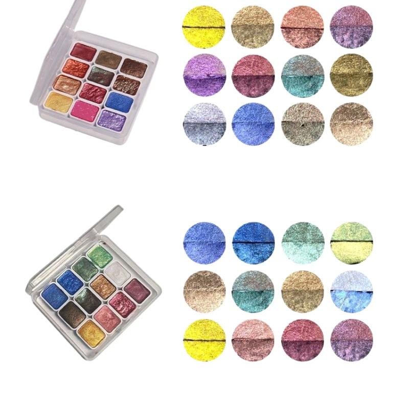 12-color Box of Pearlescent Watercolor Pigments Is Suitable for Manicure Makeup Decorative Paintings and Graffiti