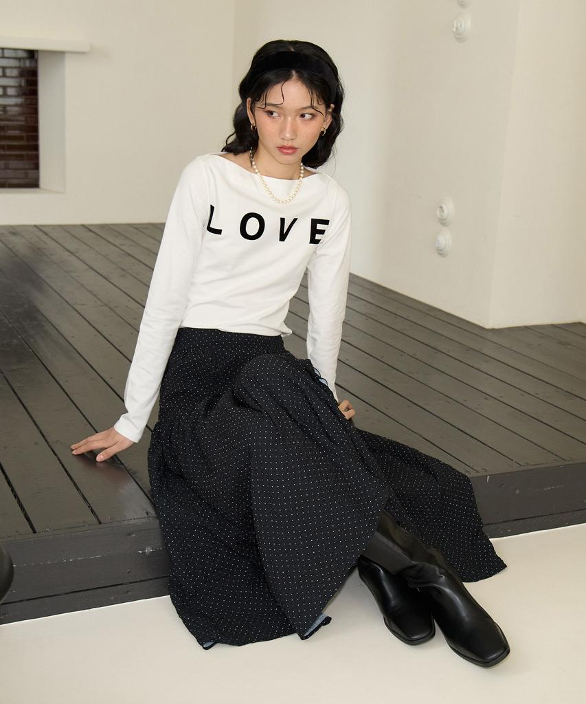 Salon De Yon Corsage Point Shirring Skirt_ Black