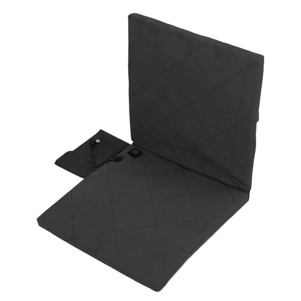 Outdoor Heated Cushion Portable Cold Resistant Electric Warm Chair Cover for Camping Fishing Hiking Black
