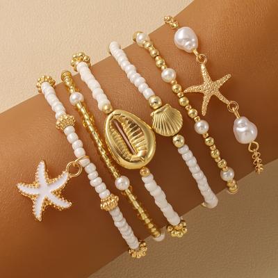 Armband Set Seestern Muschel Dekoratives Armband Elegante Damen Sommer Strandparty