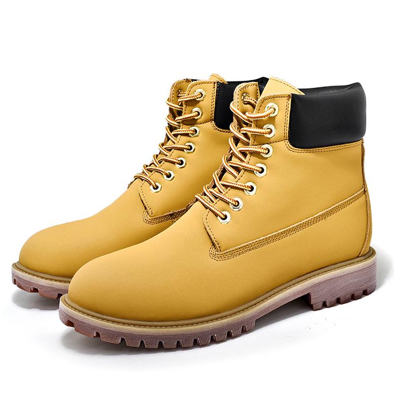 Autumn/Winter Men's & Women's Warm Cotton-Lined Yellow Couple Boots
