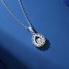 Women's Rhodium Plated 925 Sterling Silver Water Drop Necklace Zirconia Moissanite Pendant Anniversary Wedding Jewelry