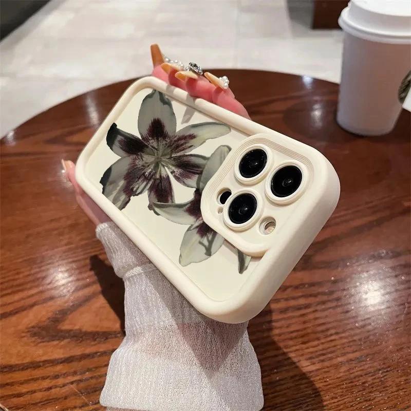 Retro Classic Oil Painting Flower Case For Iphone 17 Pro Max 16 15 14 13 12 11 Pro Max 17 Air 16E 1 Plus Candy Matte Cover Capa