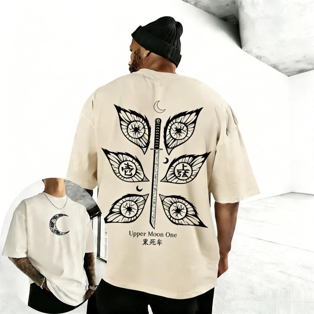 Unisex Pure Cotton T-shirt Demon Slayer Kokushibo 2026 Summer Harajuku Anime Printed Round Neck Loose Family Short Sleeved Top